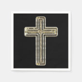 Serviette En Papier Elégant Black and Gold Cross Religion Event (Devant)