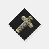 Serviette En Papier Elégant Black and Gold Cross Religion Event (Coin)