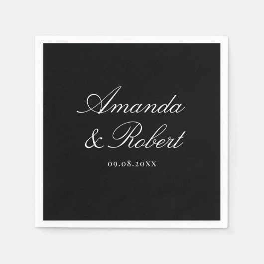 Serviette En Papier Elegant Black and White Calligraphy Wedding (Devant)