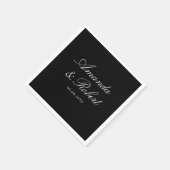 Serviette En Papier Elegant Black and White Calligraphy Wedding (Coin)