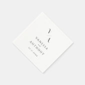 Serviette En Papier Elegant Black and White Monogram Modern Wedding (Coin)