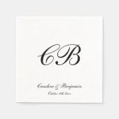 Serviette En Papier Elegant Black and White Script Monogram Wedding (Devant)