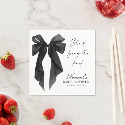 Serviette En Papier Elegant Black Bow Bridal Shower  (En situation)