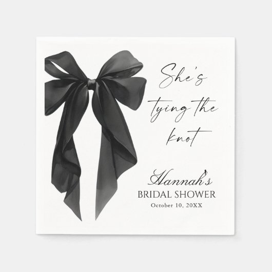 Serviette En Papier Elegant Black Bow Bridal Shower  (Devant)