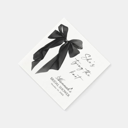 Serviette En Papier Elegant Black Bow Bridal Shower  (Coin)