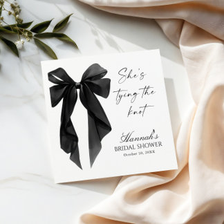 Serviette En Papier Elegant Black Bow Bridal Shower 