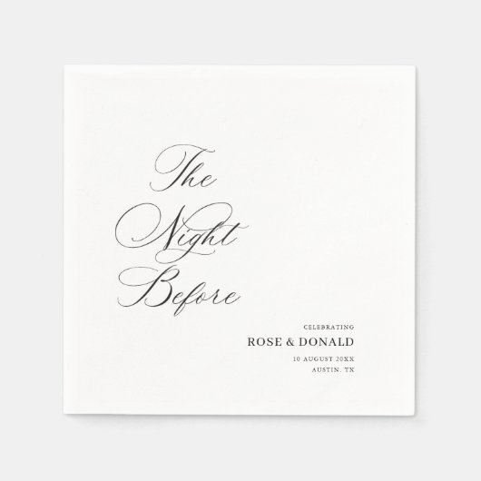 Serviette En Papier Elegant black calligraphy the night before (Devant)