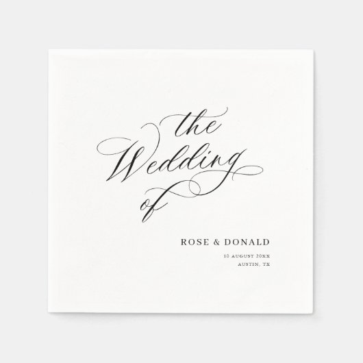 Serviette En Papier Elegant black calligraphy wedding (Devant)