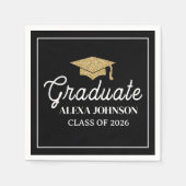 Serviette En Papier Elegant Black Class Of 2026 Graduation (Devant)