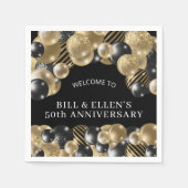 Serviette En Papier Élégant Black Gold 50e anniversaire (Devant)