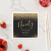 Serviette En Papier Elégant Black Gold 90th Birthday Parties scintilla (En situation)