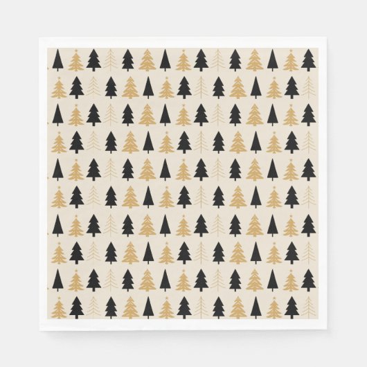 Serviette En Papier Elegant Black & Gold Christmas Tree (Devant)