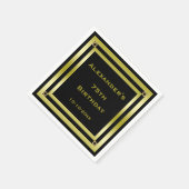 Serviette En Papier Elégant Black & Gold encadré homme's 75e anniversa (Coin)