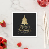 Serviette En Papier Élégant Black Gold Joyeux Noël étincelant (En situation)
