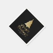 Serviette En Papier Élégant Black Gold Joyeux Noël étincelant (Coin)