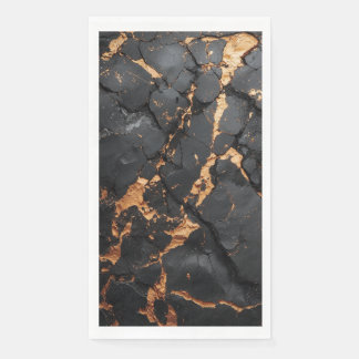 Serviette En Papier Elegant Black Marble with Gold Veins Modern Art