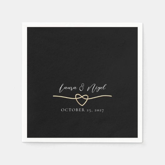 Serviette En Papier Élégant Black Mariage Gold Cocktail Napkins (Devant)