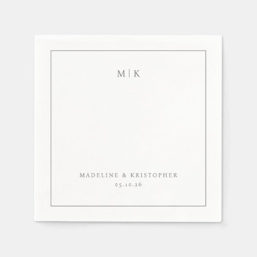 Serviette En Papier Elegant Black Minimalist Typographic (Devant)