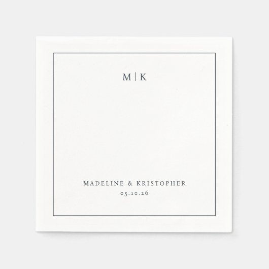 Serviette En Papier Elegant Black Minimalist Typographic (Devant)