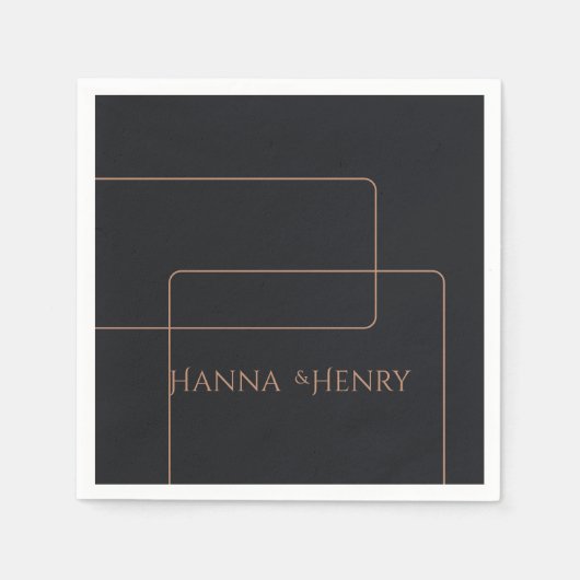 Serviette En Papier élégant Black rose or moderne (Devant)