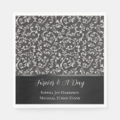 Serviette En Papier Elegant Black White Abstract Wedding (Devant)