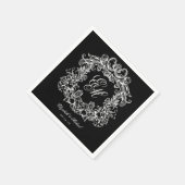 Serviette En Papier Elegant Black White Monogram Crest Script Wedding (Coin)