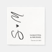 Serviette En Papier Élégant blanc avec Mariage d'initiales personnalis (Devant)