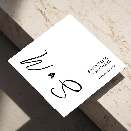 Serviette En Papier Élégant blanc avec Mariage d'initiales personnalis