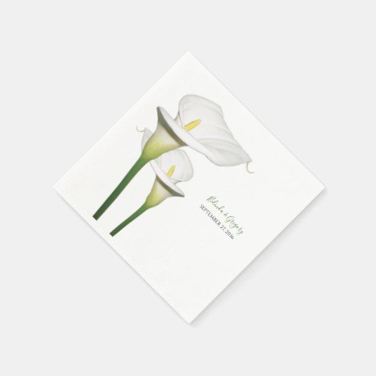 Serviette En Papier Elégant blanc Calla Lilies Mariage (Coin)