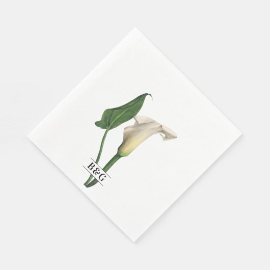 Serviette En Papier Elégant blanc Calla Lily Vert Mariage botanique (Coin)