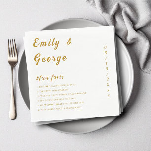 Serviette En Papier Élégant Blanc Et Or Classy Fun Facts Mariage
