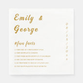 Serviette En Papier Élégant Blanc Et Or Classy Fun Facts Mariage (Devant)