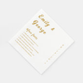 Serviette En Papier Élégant Blanc Et Or Classy Fun Facts Mariage (Coin)