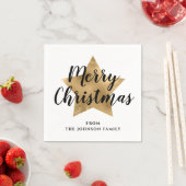 Serviette En Papier Elégant Blanc Faux Gold Star Joyeux Noël (En situation)