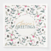 Serviette En Papier Elégant blanc hiver floral Aquarelle Noël (Devant)