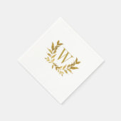 Serviette En Papier Élégant Blanc Or Moderne Monogramme Mariage (Coin)