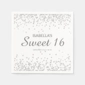 Serviette En Papier Elégant blanc Parties scintillant argent doux 16 N (Devant)