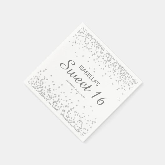 Serviette En Papier Elégant blanc Parties scintillant argent doux 16 N (Coin)