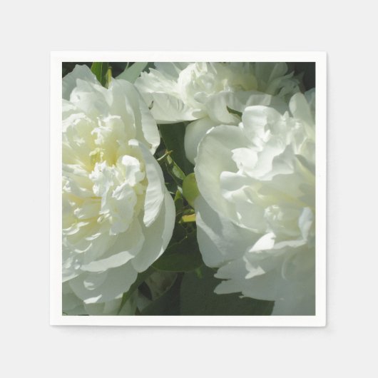 Serviette En Papier Elégant blanc peony floral blanc photo (Devant)
