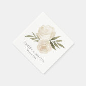 Serviette En Papier Elégant blanc Rose Mariage d'aquarelle (Coin)