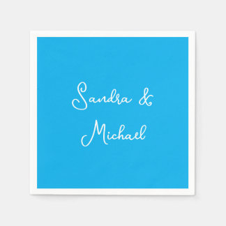 Serviette En Papier Elégant bleu azur bleu personnalisé