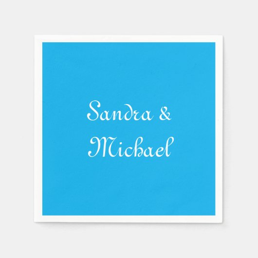 Serviette En Papier Elégant bleu azur bleu personnalisé (Devant)