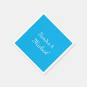 Serviette En Papier Elégant bleu azur bleu personnalisé (Coin)