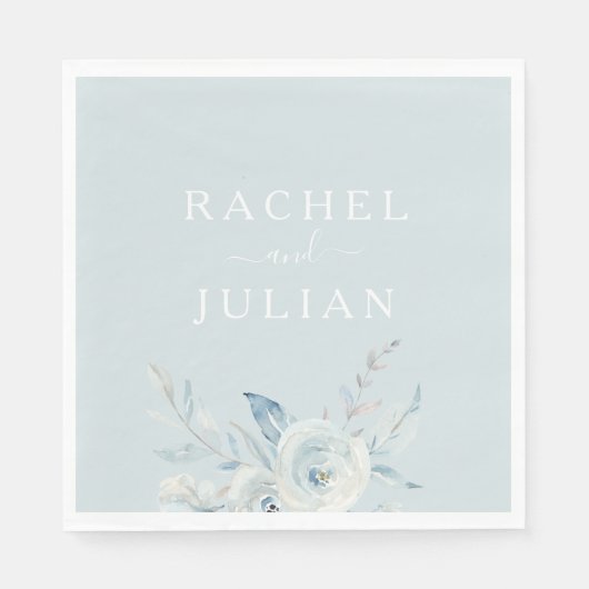 Serviette En Papier élégant bleu azur couleur azur mariage (Devant)