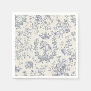 Serviette En Papier Élégant Bleu Beige Equestre serviettes en toile