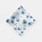 Serviette En Papier Elégant bleu blanc floral argent (Coin)
