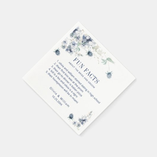 Serviette En Papier Elégant bleu bleu floral d'hiver mariage faits amu (Coin)