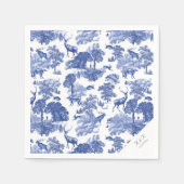 Serviette En Papier Elégant Bleu Bleu Toile Français Deer Boodland (Devant)