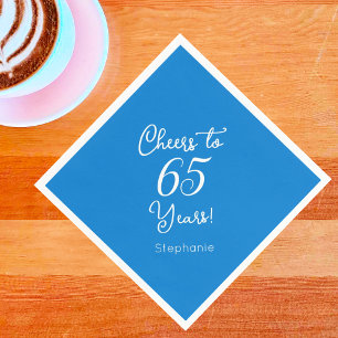 Serviette En Papier Elégant bleu Cheers à 65 ans 65e anniversaire