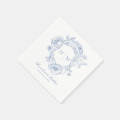 Serviette En Papier Elégant bleu Chinoiserie Bird Crest Mariage (Coin)